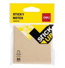 Блок самоклеящийся бумажный Deli Stick UP EA03893 76x76мм 80лист. коричневый европодвес
