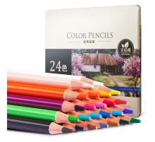 Карандаши цветные Deli 6565 липа 24цв. цветной корпус мет.кор.