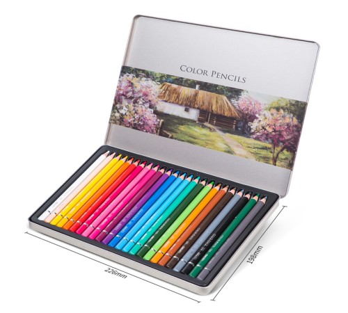 Карандаши цветные Deli 6565 липа 24цв. цветной корпус мет.кор.