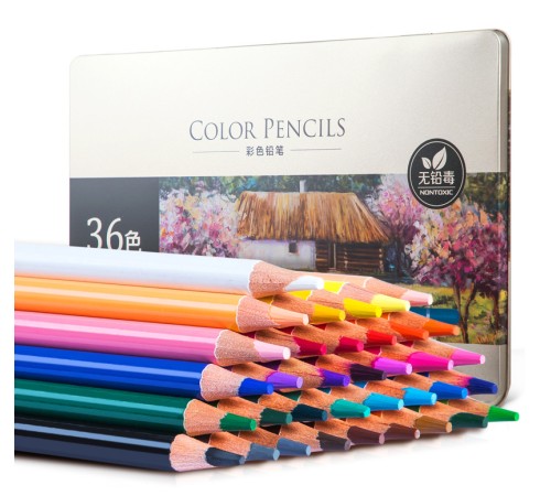 Карандаши цветные Deli 6566 липа 36цв. цветной корпус мет.кор.