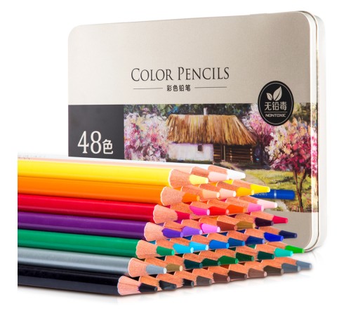 Карандаши цветные Deli 6567 липа 48цв. цветной корпус мет.кор.