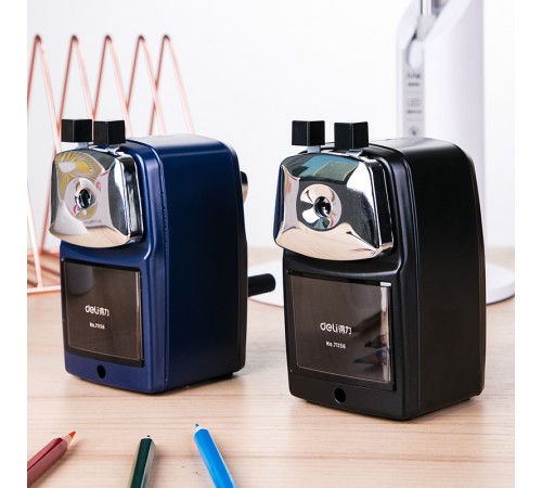Точилка для карандашей механическая Deli 71156BLUE 1 отверстие металл синий Точилка для карандашей механическая Deli 71156BLUE 1 отверстие металл синий