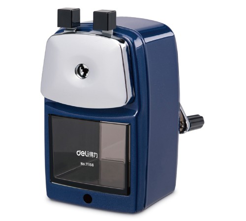 Точилка для карандашей механическая Deli 71156BLUE 1 отверстие металл синий Точилка для карандашей механическая Deli 71156BLUE 1 отверстие металл синий