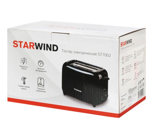 Тостер Starwind ST7002 700Вт черный Тостер Starwind ST7002 700Вт черный