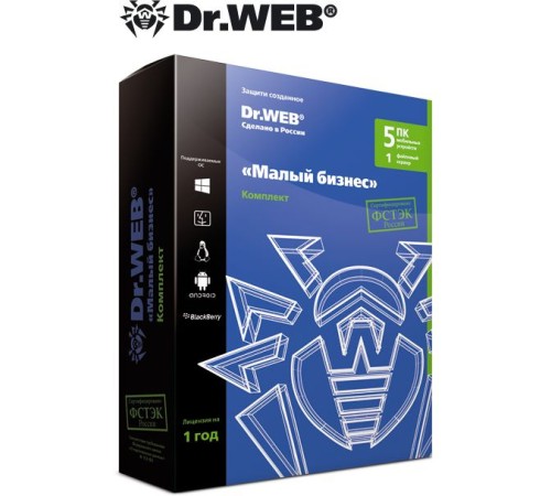 ПО Dr.Web «Малый бизнес» BOX для 5 ПК/1 сервер/5 пользователей почты на 1 год (BBZ-C-12M-5-A3)