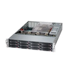 Шасси серверное Supermicro SuperChassis 2U 826BAC12-R1K23LPB/ HDD(12)LFF+opt.HDD(2)SFF/7xLP/2 x1200W/Backplane 12xSAS3/SATA3/NVMe4 (CSE-826BAC12-R1K23LPB)