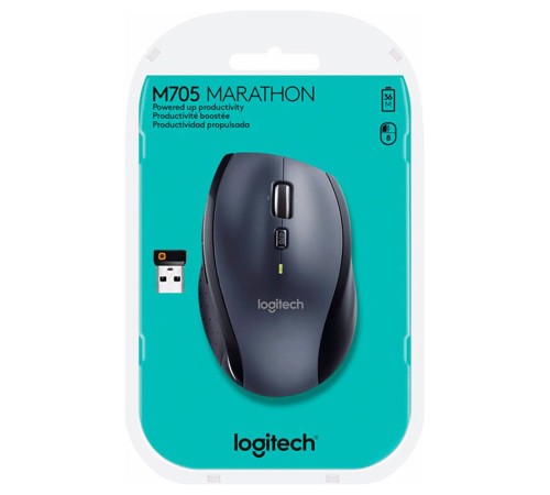 Мышь Logitech M705 серебристый/черный лазерная (1000dpi) беспроводная USB1.1 для ноутбука (5but)