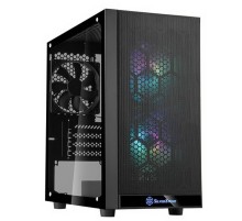 SST-PS15B-PRO Precision Mini Tower Micro ATX Computer Case, tempered glass, 2x 120mm ARGB, 1x ARGB Controller, black
