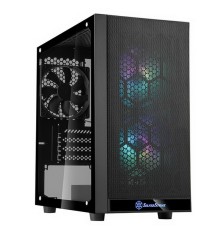 SST-PS15B-PRO Precision Mini Tower Micro ATX Computer Case, tempered glass, 2x 120mm ARGB, 1x ARGB Controller, black