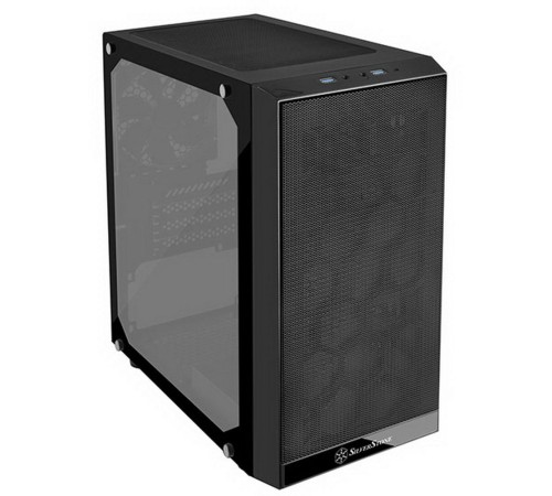 SST-PS15B-PRO Precision Mini Tower Micro ATX Computer Case, tempered glass, 2x 120mm ARGB, 1x ARGB Controller, black