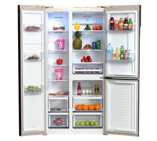 Холодильник Hyundai CS6073FV шампань стекло (трехкамерный)