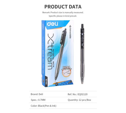 Ручка шариковая Deli EQ02120 авт. 0.7мм черный черные чернила