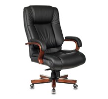 Кресло руководителя Бюрократ T-9925WALNUT черный кожа крестовина металл/дерево