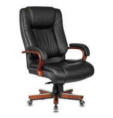 Кресло руководителя Бюрократ T-9925WALNUT черный кожа крестовина металл/дерево