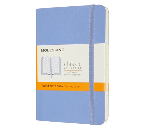 Блокнот Moleskine CLASSIC SOFT QP611B42 Pocket 90x140мм 192стр. линейка мягкая обложка голубая гортензия