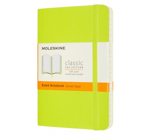 Блокнот Moleskine CLASSIC SOFT QP611C2 Pocket 90x140мм PU 192стр. линейка мягкая обложка лайм