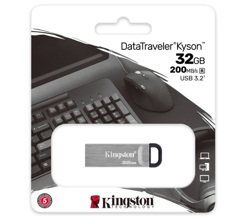 Флеш Диск Kingston 64Gb DataTraveler Kyson DTKN/64GB USB3.1 серебристый/черный