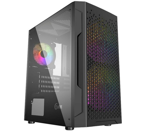 Корпус Powercase Mistral Micro Z3B Mesh LED, Tempered Glass, 2x 140mm + 1х 120mm 5-color fan, чёрный, mATX  (CMIMZB-L3) (202599)