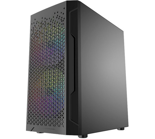 Корпус Powercase Mistral Micro Z3B Mesh LED, Tempered Glass, 2x 140mm + 1х 120mm 5-color fan, чёрный, mATX  (CMIMZB-L3) (202599)