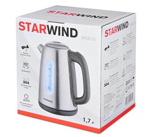 Чайник электрический Starwind SKS3210 1.7л. 2200Вт серебристый (корпус: металл) Чайник электрический Starwind SKS3210 1.7л. 2200Вт серебристый (корпус: металл)