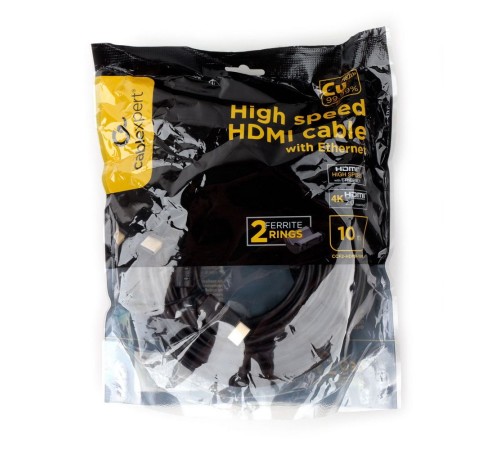Cablexpert Кабель HDMI CCF2-HDMI4-10M, 10м, v2.0, 19M/19M, черный, позол.разъемы, экран, 2 ферр кольца, пакет Cablexpert Кабель HDMI CCF2-HDMI4-10M, 10м, v2.0, 19M/19M, черный, позол.разъемы, экран, 2 ферр кольца, пакет