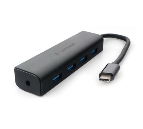 Концентратор USB 3.0 Gembird UHB-C364, 4 порта, Type-C, с доп питанием