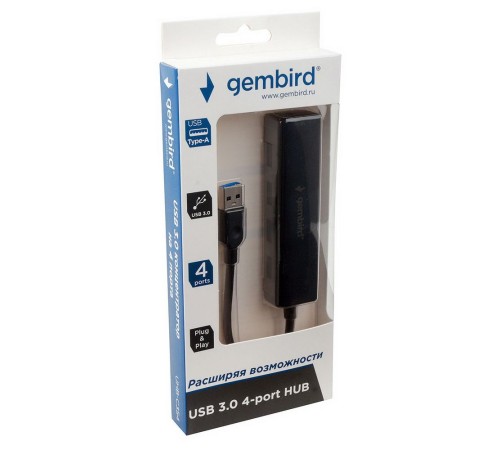 Концентратор USB 3.0 Gembird UHB-C354, 4 порта, с доп питанием