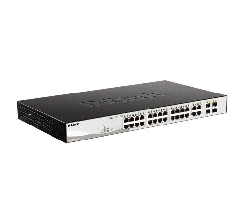 Коммутатор D-Link DGS-1210-28MP/F3A, PROJ L2 Smart Switch with  24 10/100/1000Base-T ports and 4 1000Base-T/SFP combo-ports (24 PoE ports 802.3af/802.3at (30 W), PoE Budget 370 W).8K Mac address, 802.3x Flow Co (DGS-1210-28MP/F3A)