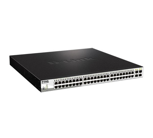 Коммутатор D-Link DGS-1210-52MPP/E2A, PROJ L2 Smart Switch with 48 10/100/1000Base-T ports and 4 1000Base-X SFP ports (48 PoE ports 802.3af/802.3at (30 W), PoE Budget 740 W).16K Mac address, 802.3x Flow Control (DGS-1210-52MPP/E2A)