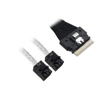 Кабель DiliVing DLSL74-8822 Slimline SASx8 (SFF8654) -to- 2 HDmSAS (White) x4 (SFF8643 (NVMe Connection), 80cm, (аналог Broadcom 05-60002-00)