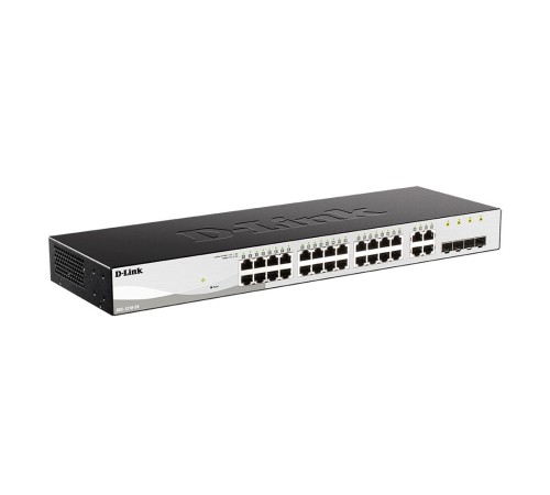 Коммутатор D-Link DGS-1210-28/F3A, L2 Smart Switch with  24 10/100/1000Base-T ports and 4 1000Base-T/SFP combo-ports.8K Mac address, 802.3x Flow Control, 256 of 802.1Q VLAN, VID range 1-4094, 4 IP Interface, 8 (DGS-1210-28/F3A)