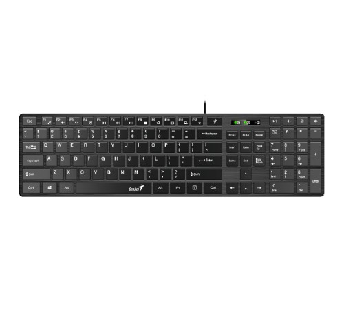 Клавиатура Genius SlimStar 126 Black Only Laser [31310017417] черная, тонкая, программируемая с технологией SmartGenius, 109 клавиш, USB 2.0, кабель 1.4 м (257950)