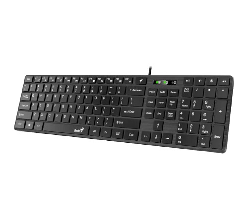 Клавиатура Genius SlimStar 126 Black Only Laser [31310017417] черная, тонкая, программируемая с технологией SmartGenius, 109 клавиш, USB 2.0, кабель 1.4 м (257950)