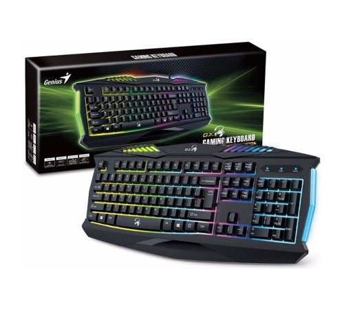 Клавиатура игровая Genius Scorpion K220 [31310475112] черная, 114 клавиш, защита от брызг, подсветка 7 цветов, USB 2.0, кабель 1.5 м (251781)