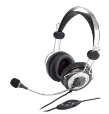 Гарнитура Genius HS-04SU, 2х mini jack 3.5mm, микрофон с шумоподавлением, поворачивающиеся чаши наушников, регулятор громкости на проводе