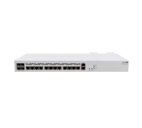 Маршрутизатор MikroTik Cloud Core Router 2116-12G-4S+ with Amazon Annapurna Labs Alpine v3 AL73400 CPU (16-cores, 2GHz per core), 16GB RAM, 4xSFP+ cage, 13xGbit LAN, M.2 PCIe slot, RouterOS L6, 1U rackmount case, D (CCR2116-12G-4S+)