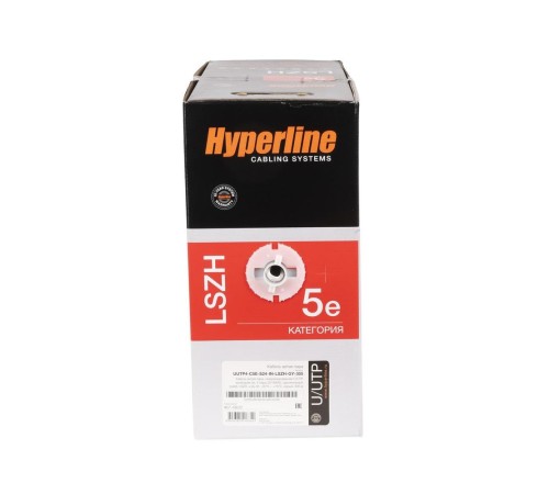 Кабель информационный Hyperline UUTP4-C5E-S24-IN-LSZH-GY-305 кат.5е U/UTP не экранированный 4X2X24AWG LSZH внутренний 305м серый Кабель информационный Hyperline UUTP4-C5E-S24-IN-LSZH-GY-305 кат.5е U/UTP не экранированный 4X2X24AWG LSZH внутренний 305м серый