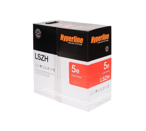 Кабель информационный Hyperline UUTP4-C5E-S24-IN-LSZH-GY-305 кат.5е U/UTP не экранированный 4X2X24AWG LSZH внутренний 305м серый Кабель информационный Hyperline UUTP4-C5E-S24-IN-LSZH-GY-305 кат.5е U/UTP не экранированный 4X2X24AWG LSZH внутренний 305м серый