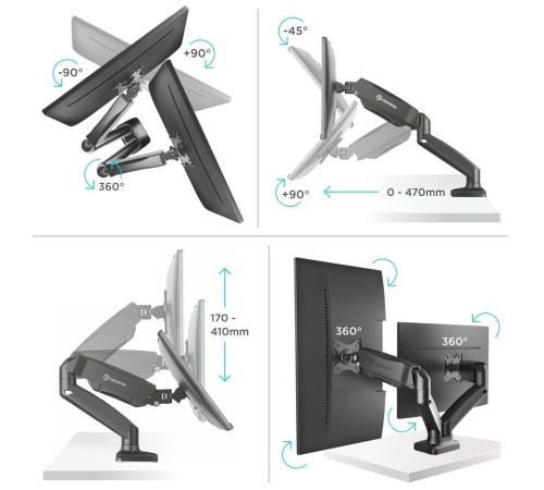 Кронштейн для мониторов Onkron G160 черный 13"-27" макс.16кг настольный поворот и наклон верт.перемещ.