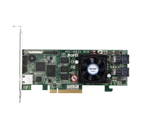 RAID-контроллер Areca ARC-1883i PCIe 3.0 x8 Low Profile, SAS/SATA 12G, RAID 0,1,5,6,10,50,60, 8port (2*int SFF8643), Cache 2GB (аналог LSI00462 9361- 8I(2G)), RTL {10} (411314)