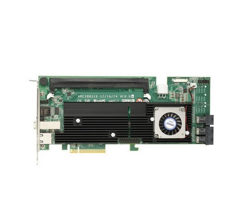 RAID-контроллер Areca ARC-1883ix-12 PCIe 3.0 x8 Full Profile, SAS/SATA 12G, RAID 0,1,5,6,10,50,60, 16port (3*int SFF8643 + 1*ext SFF8644), Cache 2GB (up to 8GB), RTL {5} (411338)