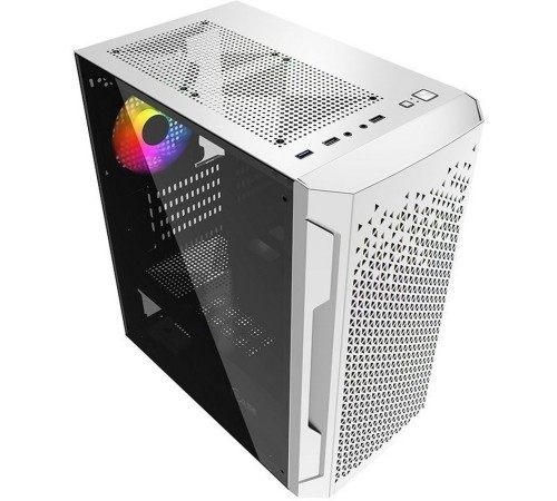 Корпус Powercase Mistral Micro Z3W Mesh LED, Tempered Glass, 2x 140mm + 1х 120mm 5-color fan, белый, mATX  (CMIMZW-L3)