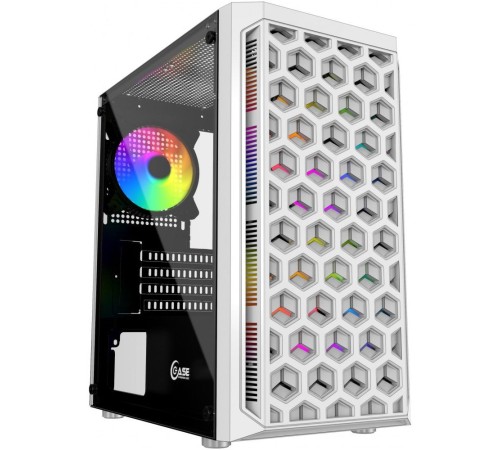 Корпус Powercase Mistral Micro T3W, Tempered Glass, Mesh, 2x 140mm + 1х 120mm 5-color fan, белый, mATX  (CMIMTW-L3)