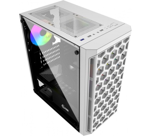 Корпус Powercase Mistral Micro T3W, Tempered Glass, Mesh, 2x 140mm + 1х 120mm 5-color fan, белый, mATX  (CMIMTW-L3)
