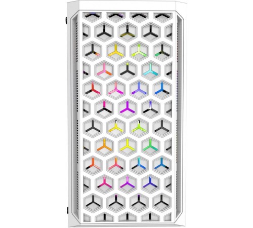 Корпус Powercase Mistral Micro T3W, Tempered Glass, Mesh, 2x 140mm + 1х 120mm 5-color fan, белый, mATX  (CMIMTW-L3)