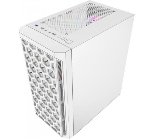 Корпус Powercase Mistral Micro T3W, Tempered Glass, Mesh, 2x 140mm + 1х 120mm 5-color fan, белый, mATX  (CMIMTW-L3)