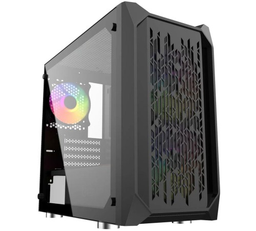 Корпус Powercase Alisio Micro X3B, Tempered Glass, 1х 120mm +2x 140mm 5-color fan, чёрный, mATX  (CAMIB-L3)