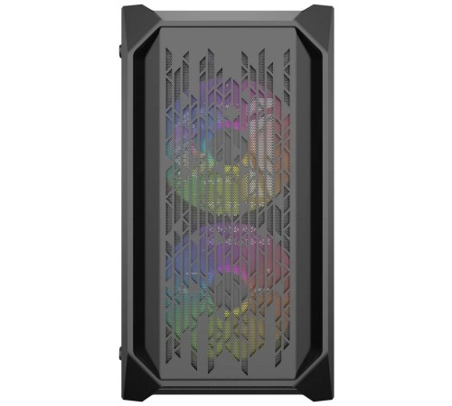Корпус Powercase Alisio Micro X3B, Tempered Glass, 1х 120mm +2x 140mm 5-color fan, чёрный, mATX  (CAMIB-L3)