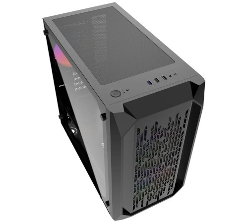 Корпус Powercase Alisio Micro X3B, Tempered Glass, 1х 120mm +2x 140mm 5-color fan, чёрный, mATX  (CAMIB-L3)