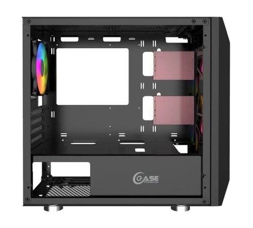 Корпус Powercase Alisio Micro X3B, Tempered Glass, 1х 120mm +2x 140mm 5-color fan, чёрный, mATX  (CAMIB-L3)